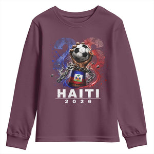 Haiti Soccer 2026 Youth Sweatshirt World Football Fan Haitian Pride Ayiti TS10 Maroon Print Your Wear