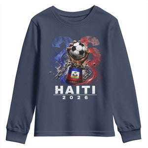 Haiti Soccer 2026 Youth Sweatshirt World Football Fan Haitian Pride Ayiti TS10 Navy Print Your Wear