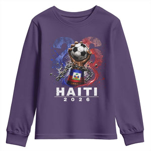 Haiti Soccer 2026 Youth Sweatshirt World Football Fan Haitian Pride Ayiti TS10 Purple Print Your Wear