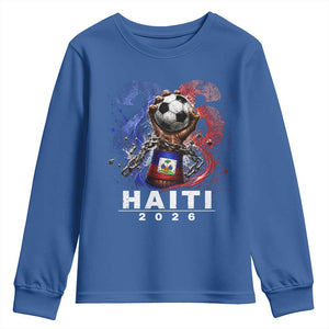 Haiti Soccer 2026 Youth Sweatshirt World Football Fan Haitian Pride Ayiti TS10 Royal Blue Print Your Wear