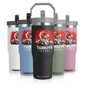 Turkish Soccer 2026 Flip Straw Tumbler Turkey Football Fan Vintage Turkish Pride