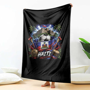 Haiti Soccer 2026 Throw Blanket Haitian Flag Caribbean Football Fan
