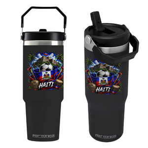 Haiti Soccer 2026 Flip Straw Tumbler Haitian Flag Caribbean Football Fan
