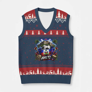 Haiti Soccer 2026 V-Neck Knit Sweater Vest Haitian Flag Caribbean Football Fan