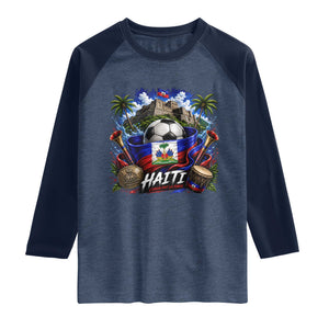 Haiti Soccer 2026 Raglan Shirt Haitian Flag Caribbean Football Fan