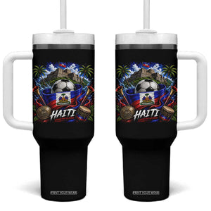Haiti Soccer 2026 Tumbler With Handle Haitian Flag Caribbean Football Fan
