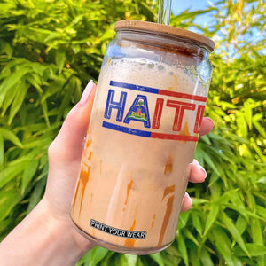 Haiti Flag Glass Can Vintage Haitian Pride Ayiti Roots