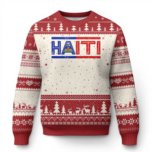 Haiti Flag Ugly Christmas Sweater Vintage Haitian Pride Ayiti Roots