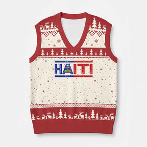 Haiti Flag V-Neck Knit Sweater Vest Vintage Haitian Pride Ayiti Roots