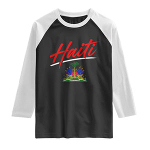 Retro Haiti Raglan Shirt Haitian Gift Ayiti Roots