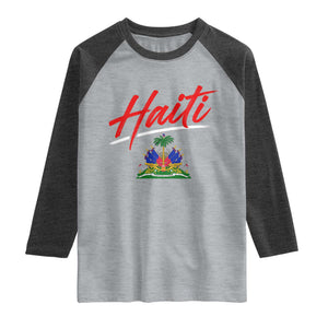 Retro Haiti Raglan Shirt Haitian Gift Ayiti Roots