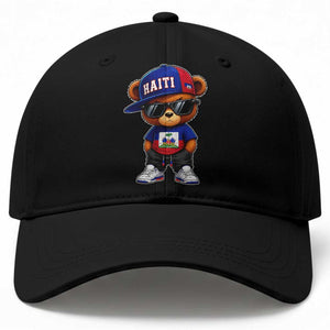 Cute Haiti Baseball Cap Hip Hop Teddy Bear Haitian Flag Ayiti Roots