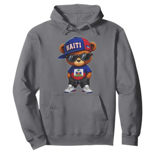 Cute Haiti Hoodie Hip Hop Teddy Bear Haitian Flag Ayiti Roots