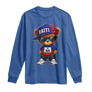 Cute Haiti Long Sleeve Shirt Hip Hop Teddy Bear Haitian Flag Ayiti Roots