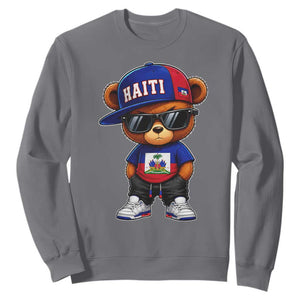 Cute Haiti Sweatshirt Hip Hop Teddy Bear Haitian Flag Ayiti Roots