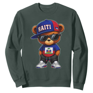 Cute Haiti Sweatshirt Hip Hop Teddy Bear Haitian Flag Ayiti Roots