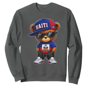 Cute Haiti Sweatshirt Hip Hop Teddy Bear Haitian Flag Ayiti Roots