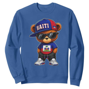 Cute Haiti Sweatshirt Hip Hop Teddy Bear Haitian Flag Ayiti Roots