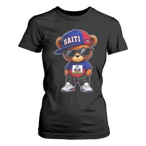 Cute Haiti T Shirt For Women Hip Hop Teddy Bear Haitian Flag Ayiti Roots