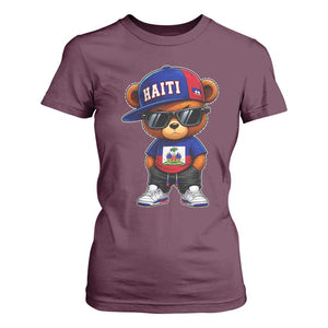 Cute Haiti T Shirt For Women Hip Hop Teddy Bear Haitian Flag Ayiti Roots