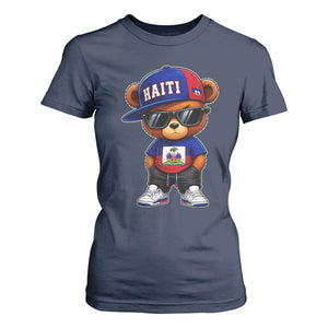 Cute Haiti T Shirt For Women Hip Hop Teddy Bear Haitian Flag Ayiti Roots