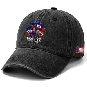 Haiti Soccer 2026 Washed Cotton Baseball Cap Retro Vintage Watercolors Sport Haitian Flag Ayiti Lover Football Fan TS10 Print Your Wear
