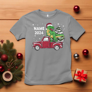 Personalized Dinosaur Christmas T Shirt Custom Name Merry Rexmas Xmas Pet Dino Trex Red Truck Family TS10 Sport Gray Print Your Wear