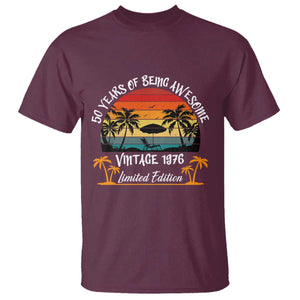 Vintage 50th Birthday T Shirt - Retro 1976 Limited Edition 50 Year Old Birthday Tee TS10 Maroon Print Your Wear