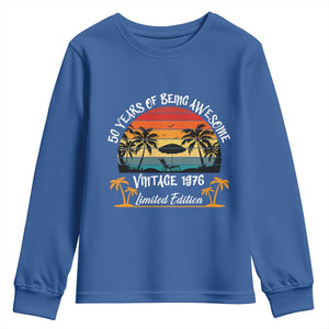 Vintage 50th Birthday Youth Sweatshirt Retro 1976 Limited Edition 50 Year Old TS10 Royal Blue Print Your Wear