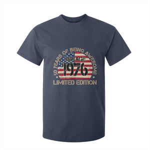 50th Birthday T Shirt For Kid Vintage 1976 50 Year Old Birthday USA Flag TS10 Navy Print Your Wear