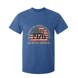 50th Birthday T Shirt For Kid Vintage 1976 50 Year Old Birthday USA Flag TS10 Royal Blue Print Your Wear