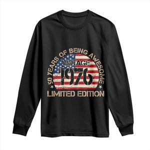 50th Birthday Long Sleeve Shirt Vintage 1976 50 Year Old Birthday USA Flag TS10 Black Print Your Wear