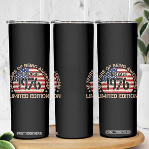 50th Birthday Skinny Tumbler Vintage 1976 50 Year Old Birthday USA Flag TS10 Print Your Wear