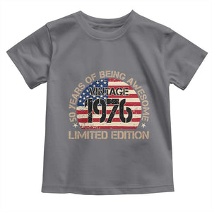 50th Birthday Toddler T Shirt Vintage 1976 50 Year Old Birthday USA Flag TS10 Charcoal Print Your Wear