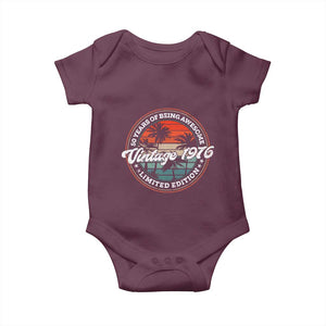 50th Birthday Gifts Baby Onesie Vintage 1976 50 Year Old Birthday TS10 Maroon Print Your Wear