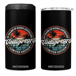 50th Birthday Gifts 4 in 1 Can Cooler Tumbler Vintage 1976 50 Year Old Birthday TS10 One Size: 16 oz Black Print Your Wear
