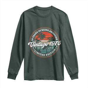 50th Birthday Gifts Long Sleeve Shirt Vintage 1976 50 Year Old Birthday TS10 Dark Forest Green Print Your Wear