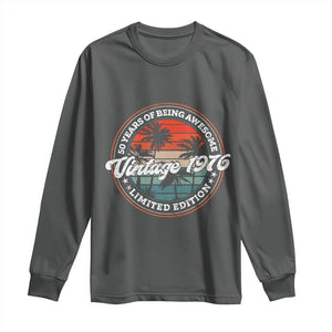 50th Birthday Gifts Long Sleeve Shirt Vintage 1976 50 Year Old Birthday TS10 Dark Heather Print Your Wear