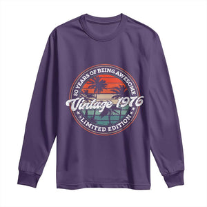 50th Birthday Gifts Long Sleeve Shirt Vintage 1976 50 Year Old Birthday TS10 Purple Print Your Wear