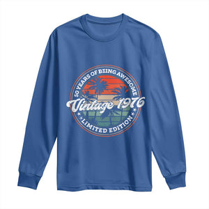 50th Birthday Gifts Long Sleeve Shirt Vintage 1976 50 Year Old Birthday TS10 Royal Blue Print Your Wear