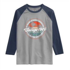 50th Birthday Gifts Raglan Shirt Vintage 1976 50 Year Old Birthday TS10 Sport Gray Navy Print Your Wear