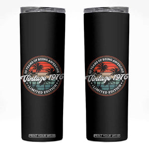 50th Birthday Gifts Skinny Tumbler Vintage 1976 50 Year Old Birthday TS10 Black Print Your Wear