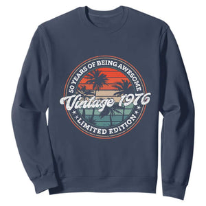 50th Birthday Gifts Sweatshirt Vintage 1976 50 Year Old Birthday TS10 Navy Print Your Wear