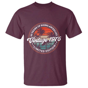 50th Birthday T Shirt - Vintage 1976 50 Year Old Birthday Gift Humor Tee TS10 Maroon Print Your Wear