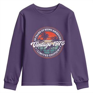 50th Birthday Gifts Youth Sweatshirt Vintage 1976 50 Year Old Birthday TS10 Purple Print Your Wear