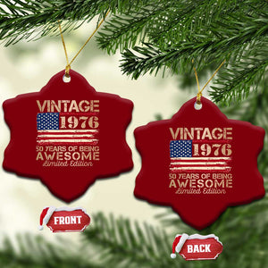 Vintage 1976 Birthday Ceramic Ornament 50 Years Of Being Awesome USA Flag TS10 Print Your Wear