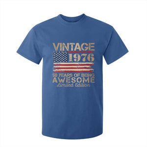 Vintage 1976 Birthday T Shirt For Kid 50 Years Of Being Awesome USA Flag TS10 Royal Blue Print Your Wear