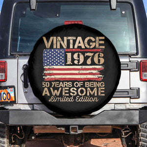 Vintage 1976 Birthday Spare Tire Cover 50 Years Of Being Awesome USA Flag TS10 No hole Black Print Your Wear