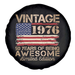 Vintage 1976 Birthday Spare Tire Cover 50 Years Of Being Awesome USA Flag TS10 Print Your Wear