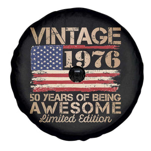 Vintage 1976 Birthday Spare Tire Cover 50 Years Of Being Awesome USA Flag TS10 Print Your Wear